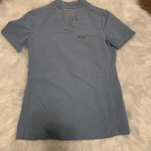 Figs Limited Edition Inala Scrub Top Dusty Blue XXS Extra Extra Small NWOT